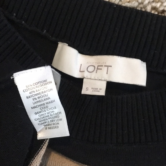 ANN TAYLOR LOFT black tan stripe sweater, small - Picture 6 of 6
